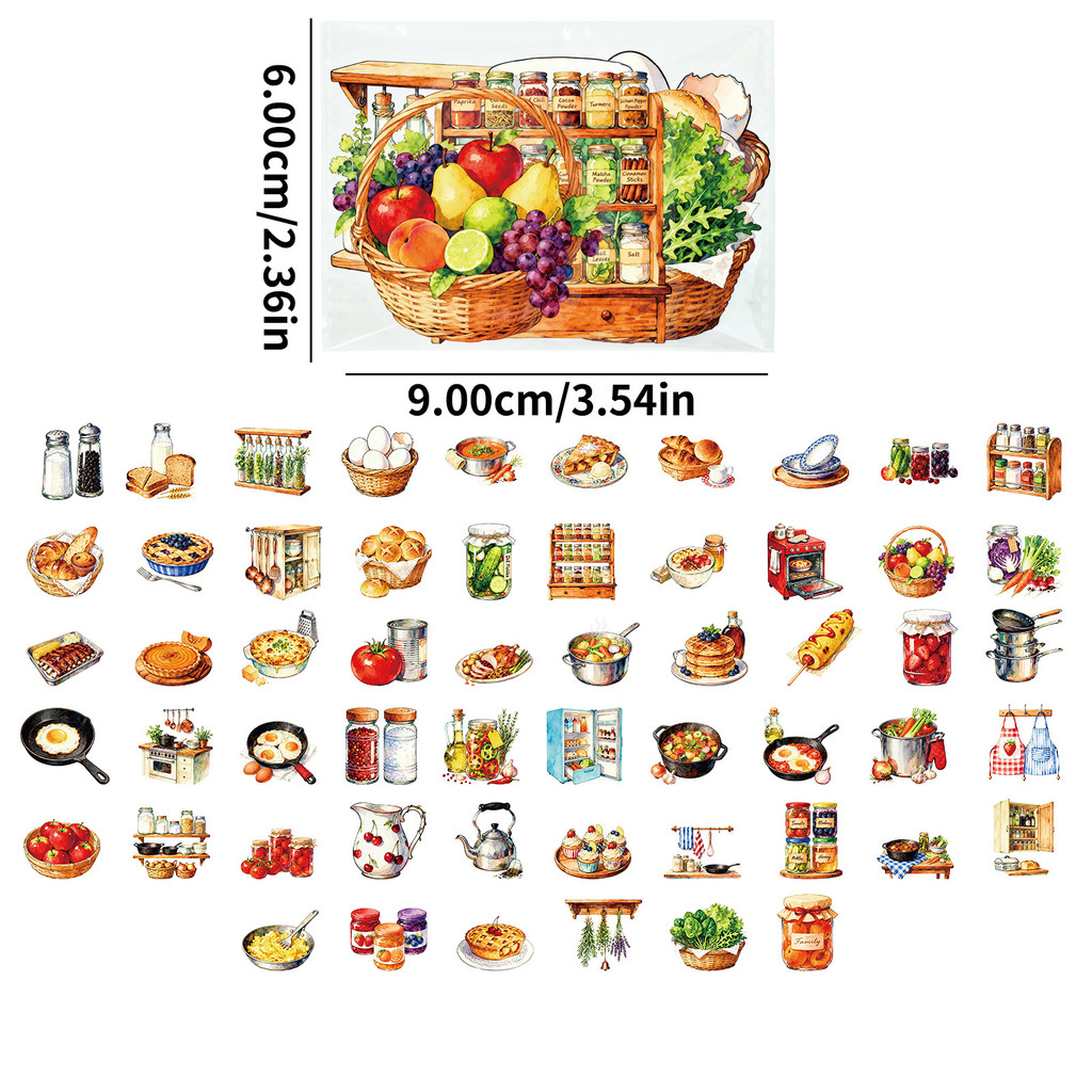 56Pcs Retro Kitchen PET Sticke - огляд і ціна Kitchen Appliances Vintage