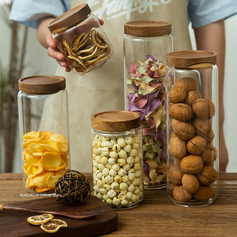 Wood Lid Glass Airtight Canist - огляд і ціна Kitchen Appliances Manufacturers